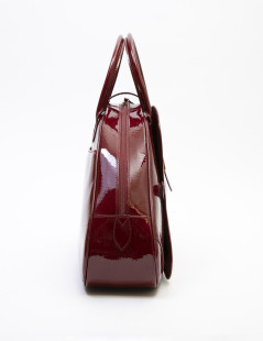 Sac DIOR saddle cuir verni rouge monogrammé