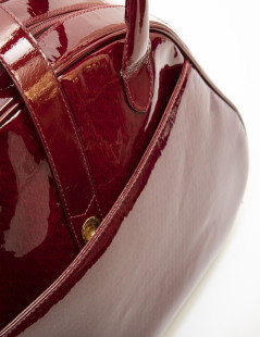 Sac DIOR saddle cuir verni rouge monogrammé