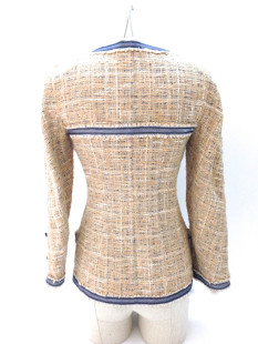 Veste CHANEL en tweed beige et bleu ciel T 34