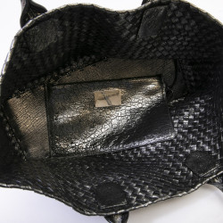 Sac tressé BOTTEGA VENETA en cuir gris brillant vieilli GM