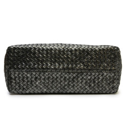 Sac tressé BOTTEGA VENETA en cuir gris brillant vieilli GM