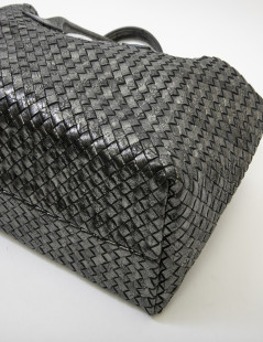 Sac tressé BOTTEGA VENETA en cuir gris brillant vieilli GM