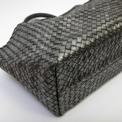 Sac tressé BOTTEGA VENETA en cuir gris brillant vieilli GM