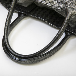 Sac tressé BOTTEGA VENETA en cuir gris brillant vieilli GM