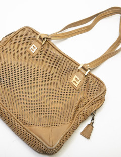 Sac FENDI cuir perforé beige Vintage