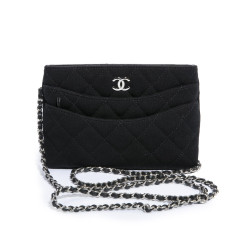 Pochette CHANEL jersey chaine argent