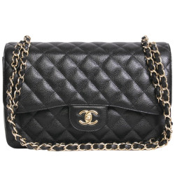  sac Jumbo Chanel en cuir caviar noir