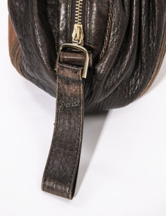 FENDI mini  bag Spy model in light and dark brown leather