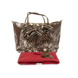 Sac cabas VALENTINO à sequins marron reflets roses