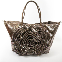 Sac cabas VALENTINO à sequins marron reflets roses