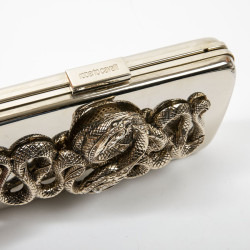 Minaudière ROBERTO CAVALLI en métal doré et serpent bijou