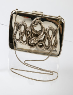 Minaudière ROBERTO CAVALLI en métal doré et serpent bijou