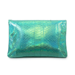 Pochette  python vert et bleu 