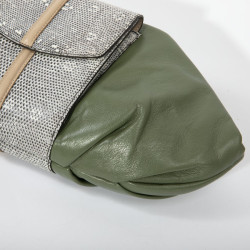 Francesca Castagnacci green leather and genuine lezard clutch 