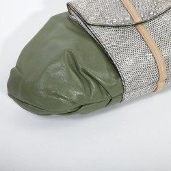 Francesca Castagnacci green leather and genuine lezard clutch 