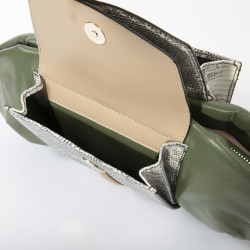 Francesca Castagnacci green leather and genuine lezard clutch 