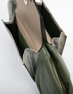 Francesca Castagnacci green leather and genuine lezard clutch 