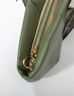 Francesca Castagnacci green leather and genuine lezard clutch 