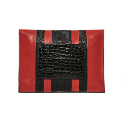 Pochette PROENZA SCHOULER cuir rouge et peau exotique noire