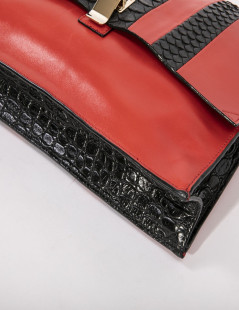 Pochette PROENZA SCHOULER cuir rouge et peau exotique noire