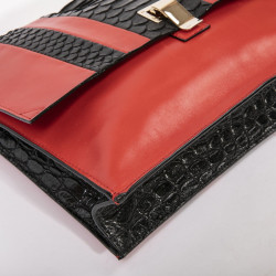 Pochette PROENZA SCHOULER cuir rouge et peau exotique noire