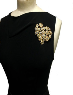 YSL pin left bank heart star rhinestones and metal Golden