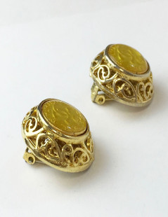 Boucles d'oreille clips CHANEL vintage dorés