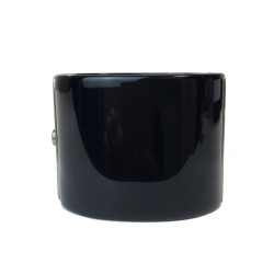 CHANEL cuff bracelet in black plexi and CC in gunmetal color