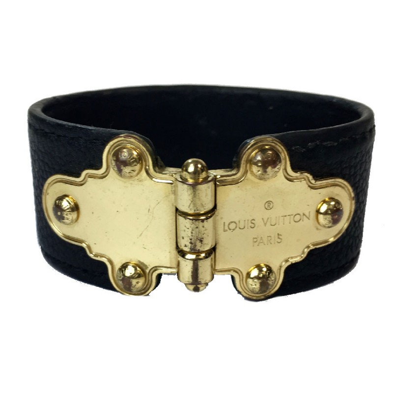 Bracelet Louis Vuitton Voeux en cuir noir