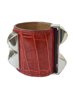 HERMES alligator Collier de chien cuff