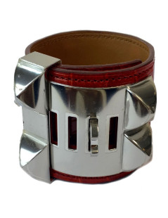 HERMES alligator Collier de chien cuff