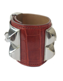 HERMES alligator Collier de chien cuff