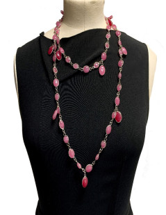  MARGUERITE DE VALOIS Waterfalls pink molten glass necklace