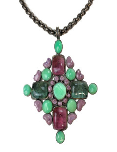 Collier pendentif MARGUERITE DE VALOIS pâte de verre