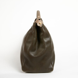 Sac FENDI peekaboo cuir grainé bicolore kaki et marron irisé