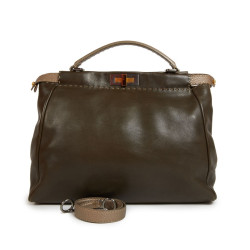 Sac FENDI peekaboo cuir grainé bicolore kaki et marron irisé