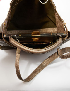 Sac FENDI peekaboo cuir grainé bicolore