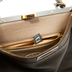 Sac FENDI peekaboo cuir grainé bicolore kaki et marron irisé