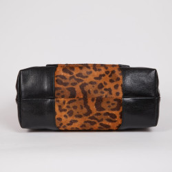 Sac CELINE cuir noir et poulain imprimé girafe marron