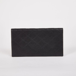 Portefeuille CHANEL noir en cuir caviar