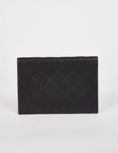 Porte-chéquier CHANEL cuir grainé noir