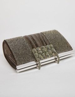 Pochette DANIEL SWAROVSKI en crocodile et cristal mesh