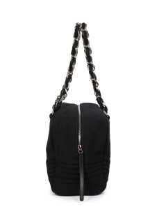 Sac CHANEL bowling en tissu jersey noir