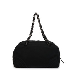 Sac CHANEL bowling en tissu jersey noir