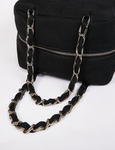 Sac CHANEL bowling en tissu jersey noir