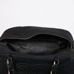 Sac CHANEL bowling en tissu jersey noir