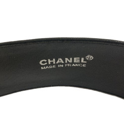 Ceinture CHANEL Vintage boucle chaine dorée entrelacée de cuir noir