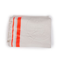 Serviette de plage CHANEL blanche et rose fluo