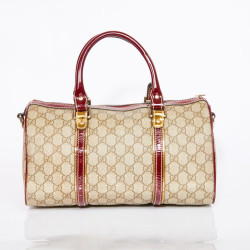 Sac GUCCI toile monogram et cuir verni bordeaux