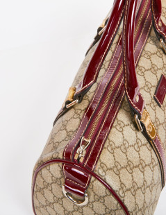 Sac GUCCI toile monogram et cuir verni bordeaux